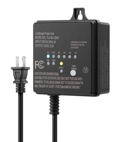 DEWENWILS 60W 120V AC to 12V DC Outdoor Low Voltage Transformer with Timer and Photocell Light Sensor, Weatherproof, Specially for LED Landscape Lighting, Spotlight, Pathway Light, ETL Listed
