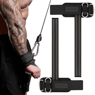 MANUEKLEAR Non-Slip Wrist Straps for Weightlifting Deadlifting, Gym Lifting Straps with D Rings for Cable Machine Workout, 10mm Neoprene Padded Weight lifting Wrist Wraps for Men Women (Black, M (6.3-7.5inch))