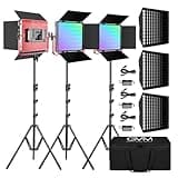 GVM 1200D PRO RGB LED Video Light with 3 Softboxes,50W Video Lighting Kit, 360°Full Color Led Panel Light Kit with APP Control 3 Packs Photography Light, 3200K-5600K, Aluminum Alloy Shell, CRI 97
