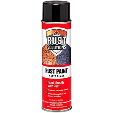 AGS RUST SOLUTIONS Rust Spray Paint, 14oz, Durable Matte Black Finish, Safe for All Surfaces, Eradicate Rust and Ensure Long-Lasting Protection Against Weather and Wear