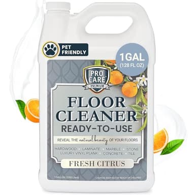 ProCare Floor Cleaner (Made in USA) | Tile, Stone, Laminate, Vinyl & Natural Wood Floor Cleaner for Mopping, Household Supplies, Cleaning Solution with Citrus Aroma - 1 Gal (128 Fl Oz)