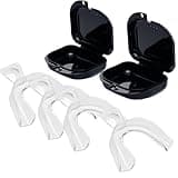 Teeth Whitening Trays Moldable 4-Pc Bleaching Trays for Teeth Whitening with 2 Slim Retainer Cases - Comfortable, Thin Design for Tooth Bleach, Compatible with Opalescence Gel Not Included