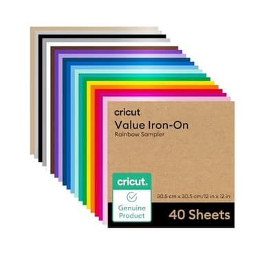 Cricut® Value Iron-On, Rainbow Sampler - 12 in x 12 in (40 ct)- HTV Heat Transfer Vinyl