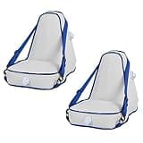 Sea Eagle 2 Pack Deluxe Inflatable Kayak Seats - Extra Back Support for Kayaking, Paddling, Rowing or Fishing. Rear Pocket (Set of 2 White and Blue Inflatable Seat)