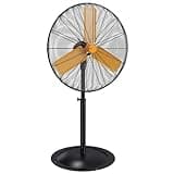 AIRWIZARD 24 inch Oscillating Industrial Pedestal Fan, 7600 CFM High Velocity Metal Commercial Standing Fan, 3 Speeds, Adjustable Height and Tilt, for Warehouse, Garage, Shop