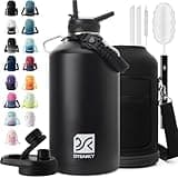 DYSANKY 1 Gallon Water Bottle Insulated | Thickened Stainless Steel Vacuum Metal Water Jug | Portable Sports Large Thermos for Gym and Hiking with Straw, Carrier Bag, Handle Strap | BPA-Free 128 oz