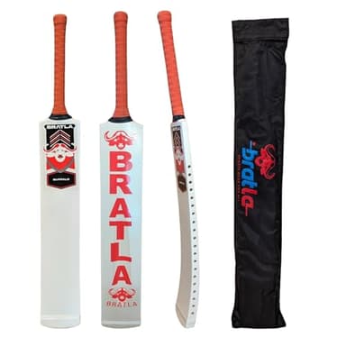 Bratla Cricket Bat for Tape Tennis Soft Ball - Lightweight Curved Profile | Powerful Strokes for Enhanced Performance | Adult Size, Lightweight Design