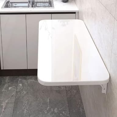 Wall Mounted Folding Table,floating desk for wall,folding wall desks for small spaces,hanging desk for Home Office Computer Workstation,Study Work Bench, Kitchen Dining (white, 23.6"×15.7"(60×40cm))