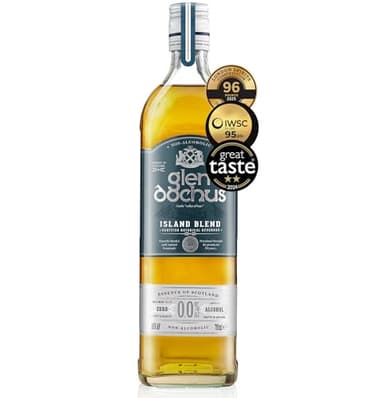 Glen Dochus Island Blend Non Alcoholic Whiskey, Award Winning Peaty and Smoky Scottish Non Alcoholic Spirits - Halal, Low Sugar and Gluten Free, Part of the Spirits of Virtue Range (700ml)