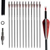 e5e10 31inch Carbon Arrow Archery Targeting Practice Hunting Arrows for Compound & Recurve Bow with Removable Tips(Pack of 12) (Red White)