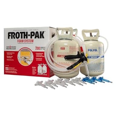 Froth Pak 200 Spray Foam Insulation Kit, 9 ft Hose – Closed Cell, 2 Part Foam Sealant, Yields Up to 200 Board ft