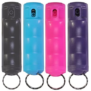 Zarc Vexor Police Strength Pepper Spray, Flip-Top Finger Grip, 20+ Shots, 10-12 Ft. Range - 4 Pack | Multi Color