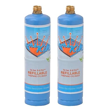 Flame King 1LB Empty Propane Welding Cylinder Tank, Reusable & Transportable - Safe and Legal Refill Option, 14.1 oz, Blue (2-Pk)