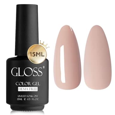 GLOSS Gel Nail Polish | Skin Nude 15ml 0.51 fl.oz 1 pcs - HEMA Free Gel Polish, Nude UV LED Gel Nail Varnish, Manicure DIY Nail Art Design for Home & Salon, All Season Gifts for Women & Girls