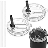 30 oz Flip Straw Leak Proof Lid for YETI 30/32 oz Tumbler,Yeti 26/35/42 oz Straw Mug,and Hydro Flask 32/40oz Travel Tumbler,Yeti Replacement Lids,BPA free,Black 2 Pack