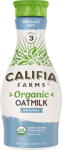 Califia Farms - Organic Original Oat Milk, 48 Oz, Dairy Free, Plant Based, Vegan, Non GMO, USDA Organic Milk