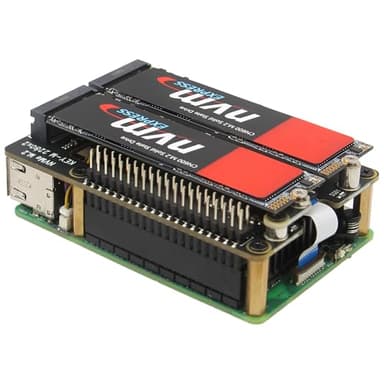 Geekworm X1004 PCIe to Dual M.2 HAT NVMe 2280 SSD PCIe Peripheral Board for Raspberry Pi 5 16GB/8GB/4GB/2GB