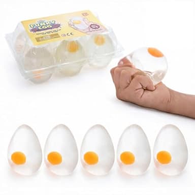 IPIDIPI TOYS Funky Squishy Egg – Easter Basket Stuffers, Easter Egg Hunting for Kids - Clear Egg Yolk Fun Squeeze, Yolk Balls for Kids - Squishies Fun Fidget Toy, Birthday Party Favors – Pack of 6