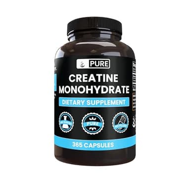 PURE ORIGINAL INGREDIENTS Creatine Monohydrate (365 Capsules) No Magnesium Or Rice Fillers, Always Pure, Lab Verified