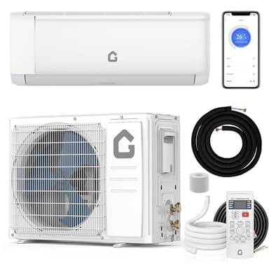 9000 BTU Mini Split AC w/Remote Control19 SEER2 Cools Up to 450 Sq. Ft,Ductless Inverter Mini Split System w/0.75 Ton Heat Pump Pre-Charged & Installation Kit, Ultra-Quiet