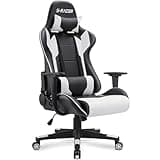 Homall Gaming Chair, Office Chair High Back Computer Chair Leather Desk Chair Racing Executive Ergonomic Adjustable Swivel Task Chair with Headrest and Lumbar Support (White)