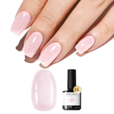 modelones Pink Gel Polish Jelly Sheer Milky Pink Gel Nail Polish Nude Polish Translucent Soak off LED Nail Gel DIY Manicure Soap Nails Clean Nail Polish 15 ML
