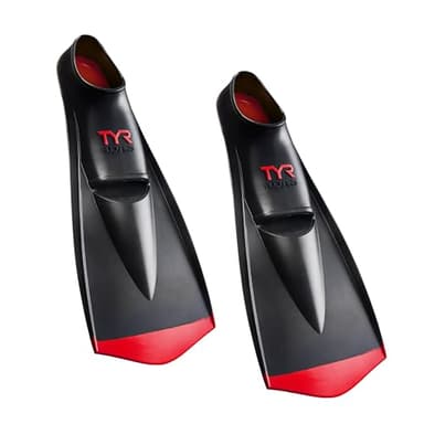 TYR Flexfin 2.0 Rubber Swim Fins - Adult Swimming Gear for Pool Lap Swimming, Training - Blade Fins Promote Proper Movement Through Legs and Feet - 100% Rubber - Color Coded - M, Black