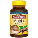 Nature Made Multi + Ashwagandha, Multivitamin for Daily Stress Relief Support, One Per Day Multivitamin, 60 Capsules