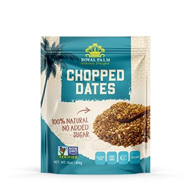Royal Palm Chopped Dates | 16oz - 100% Natural & Pitted, Non-GMO, Kosher, No Added Sugar, Dried Fruit – Ideal for Baking, Cooking, & Snacking