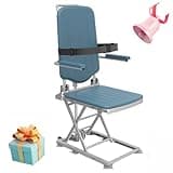 Aluminium Electric Floor Lift Chair for Elderly, Power Bathtub Lift with 500lbs Capacity, Foldable Devices to Lift Seniors Get Up from Floor, Waterproof-Preassembled-35Lbs Weight-Blue