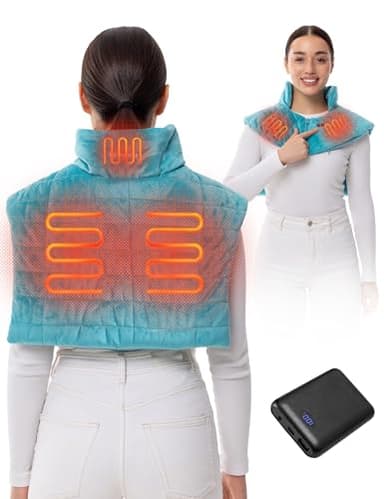 HENNCHEE Heating Pad for Neck and Shoulders Pain Relief, 10000mAh Battery Wireless Neck Warmer Back Heated Pad