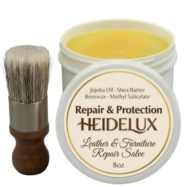 Heidelux Leather Restoration Cream - Repairs Scratches, Scuffs, Fading & Worn Spots - with Shea Butter, Jojoba, Avocado & Beeswax - Fast-Drying, Non-Staining, No Sticky - Residue Care Kit (1pc)