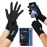 Copper Compression Full Finger Arthritis Gloves - Palm Grips - Touch Screen Fingertips - Compression Support for Carpal Tunnel, Pain Relief, Tendonitis - Fits Men & Women - 1 Pair - L