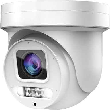 Real HD 4K 8MP Mini PTZ Dome PoE IP Camera Outdoor Pan 350° Tilt 90° 5X Optical Zoom, 130Ft Full Color Night Vision, H.265, IP67, NDAA Compliant