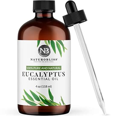 NaturoBliss Essential Oil with Glass Dropper - 100% Pure and Natural - Essential Oils for Diffuser, Aromatherapy, Soap and Candle Making, Eucalyptus Essential Oil, Eucalyptus Oil, 4 Fl Oz