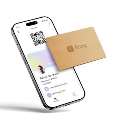 Blinq Wood NFC Card - Digital Business Card - Instant Share via Tap - Compatible with iPhone & Android (Bamboo)