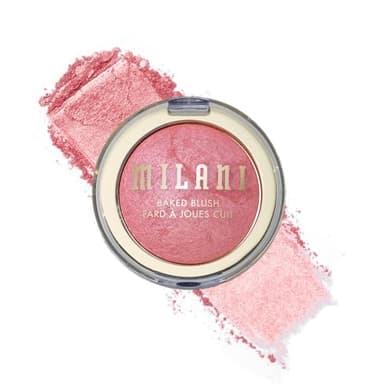Milani Baked Blush, Updated Powder Blush for Cheeks, Cruelty Free Makeup - Shape, Contour & Highlight Face for a Shimmery or Matte Finish - Dolce Pink
