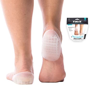 Tuli's Heavy Duty Gel Heel Cups, Cushion Insert for Plantar Fasciitis, Sever’s Disease, Shock Absorption, and Heel Pain Relief, 1 Pair, Regular