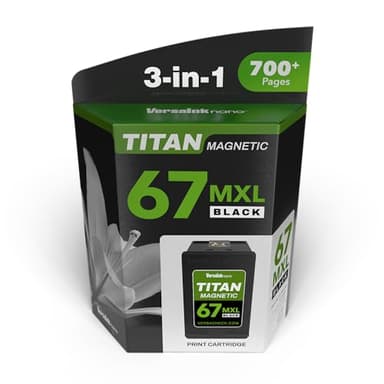 VersaInk-Nano HP 67 MXL Titan-Magnetic (MICR 3-in-1) Black Ink Cartridge Replacement of HP 67 and 67 XL, Works with HP DESKJET 2723,2734,2755,2855,4133,4155,4255, Envy 6055,6075,6455,6475