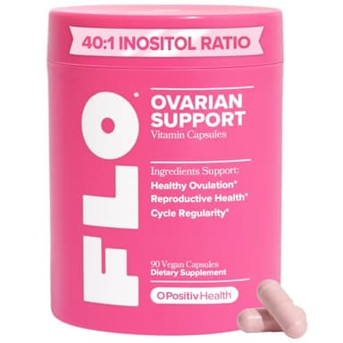 O Positiv FLO Ovarian Health Support - Hormone Balance for Women, Supplement with DIM, Myo & D-Chiro Inositol, Folic Acid - Supports Healthy Ovulation, Cycle Regularity - 30 Servings