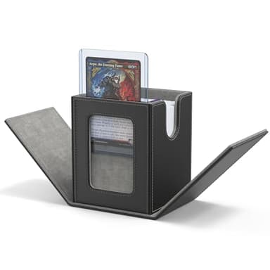 ZLCA MTG Deck Box with Commander Window Display, Trading Card Storage Box Holds 100 Double-Sleeved Cards Suitable for TCG/CCG/PTCG/EDH/Magic/Sport Cards (Black)