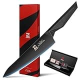 Zennish Chef Knife, 8 Inch Obsidian Knife for Kitchen, High Carbon 7Cr17MoV Steel, Black Titanium Nitride Coated, Ergonomic G10 Handle with Gift Box