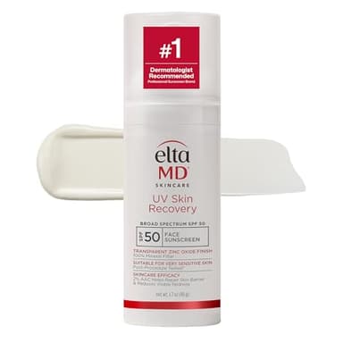 EltaMD UV Skin Recovery 100% Mineral Sunscreen, SPF 50, Redness Correcting Face Sunscreen, Safe for Sensitive Skin, 1.7oz