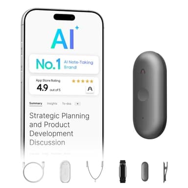Plaud NotePin S AI Voice Recorder, Wearable AI Notetaker, AI Transcribe & Summarize, Support 112 Languages, 64GB Memory, Audio Recorder for Meetings Interviews with 4 Accessories