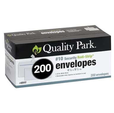 Quality Park Envelopes Letter Size #10 - Security Tinted Envelopes Self Seal 4/18 x 9.5" - Windowless Design - Mailing Envelopes for Official Business & Legal Letters - 200 Pack