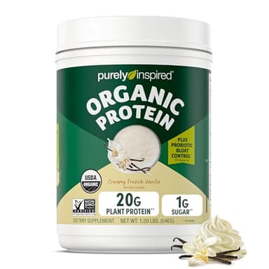 Purely Inspired Plant-Based Protein Powder for Men & Women, Creamy French Vanilla (16 Servings) - Vegan & Organic - 20g of Pea Protein Powder for Smoothies & Shakes - Dairy-Free, & Gluten-Free