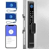 Sliding Glass Door Lock, Anweller Smart Fingerprint Code Keypad RFID Bluetooth App Electronic Digital Biometric Safety Patio Door Double Hook Mortise Lock Set with Handle