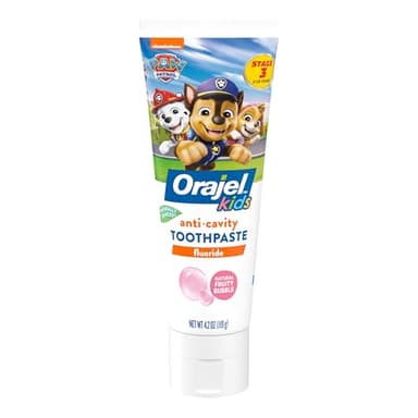 Orajel Kids Paw Patrol Anti-Cavity Fluoride Toothpaste, Natural Fruity Bubble Flavor, 4.2oz Tube