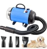 VkingMoR Dog Blower Grooming Dryer, Dog Dryer with Heater, Vacuum, Pet Dryer with Adjustable Speed, Temperature Control, 4 Different Nozzles for Home, Pet Washing Station, Travel