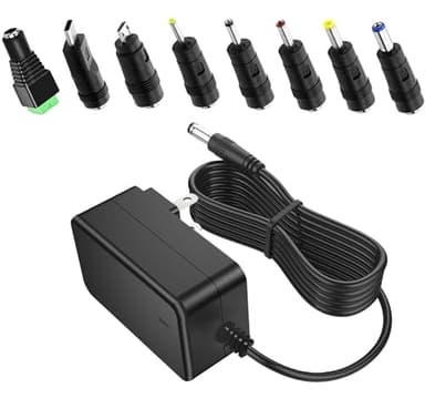 DC 5V 4A Power Supply Adapter AC 100-240V to DC 5Volt 4000mA 4.6ft Power Cord with 8 Tips and 5.5mmx 2.5mm/2.1mm Plug, 5V 4A Power Supply Transformer